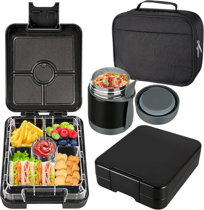 Bento Lunch Box Set for Kids with 10oz Soup Thermo, Leak-Proof Lunch Containers with 4 Compartment, Kids Thermo Hot Food Jar and Insulated Lunch Bag for Kid to School,BPA-Free(Dragon)