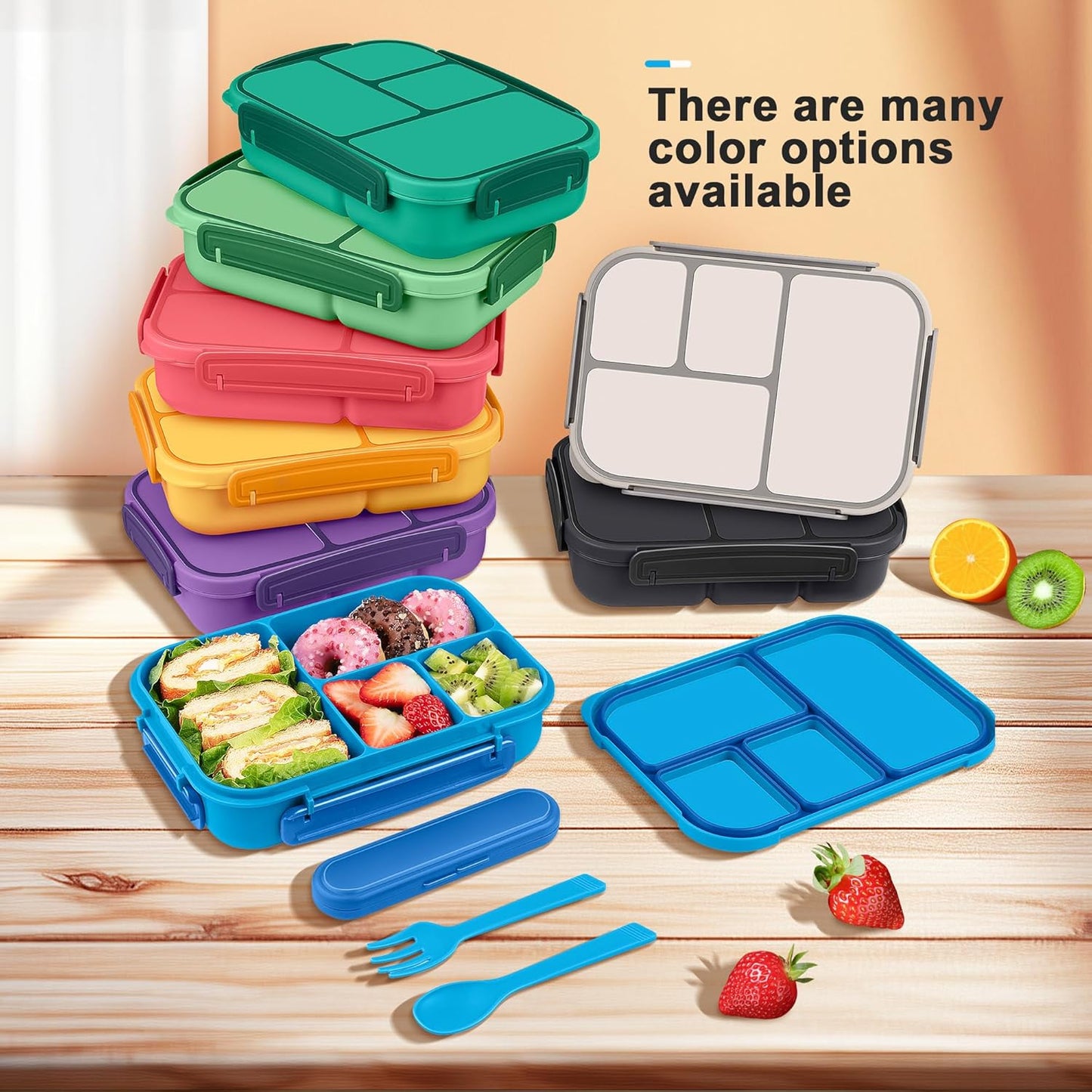 Amathley Lunch Box Kids,Bento Box Adult,Leakproof Lunch Containers for Adults/Kids/Toddler,1200ML-4 Compartments bento Lunch box with Utensil,Microwave & Dishwasher & Freezer Safe (Pink Berry)