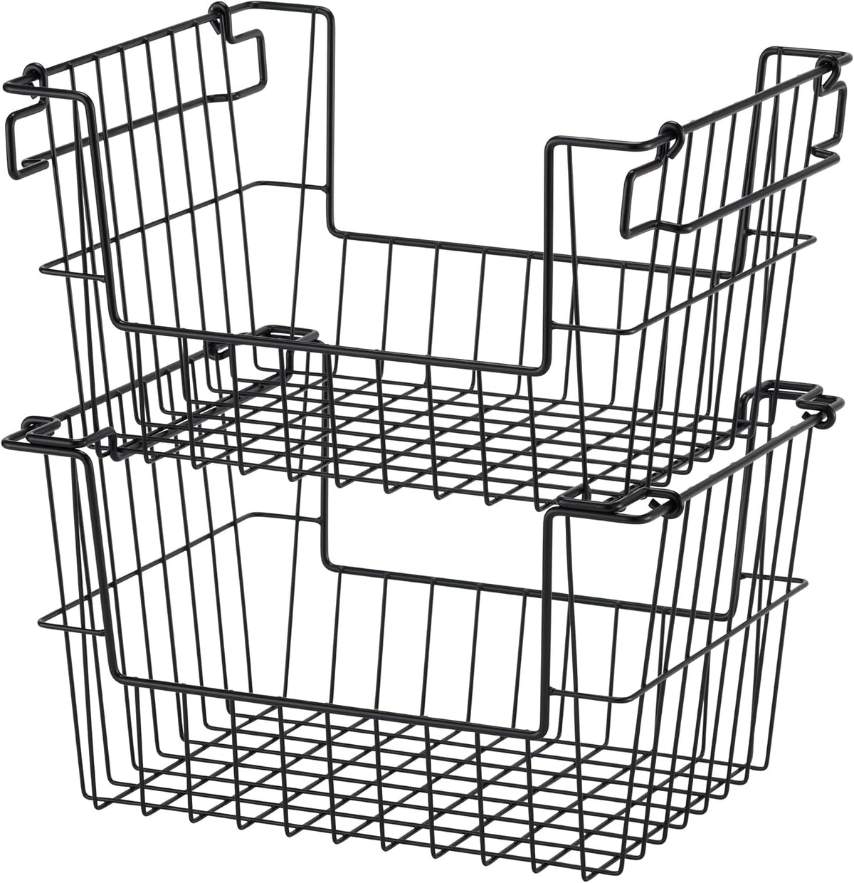 TRINITY 2-Pack Stackable Metal Wire Storage Baskets With Handles, EcoStorage Chrome, 11 Inches