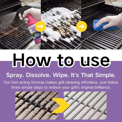 Cleaner&Degrcaser Smoky Stains,Fast-Acting Grill Cleaner Spray,120ml Fast Acting Grill Degreaser Spray for Outdoor Grills,Heavy Duty BBQ Degreaser for Burnt Food & Stubborn Grease. (1)