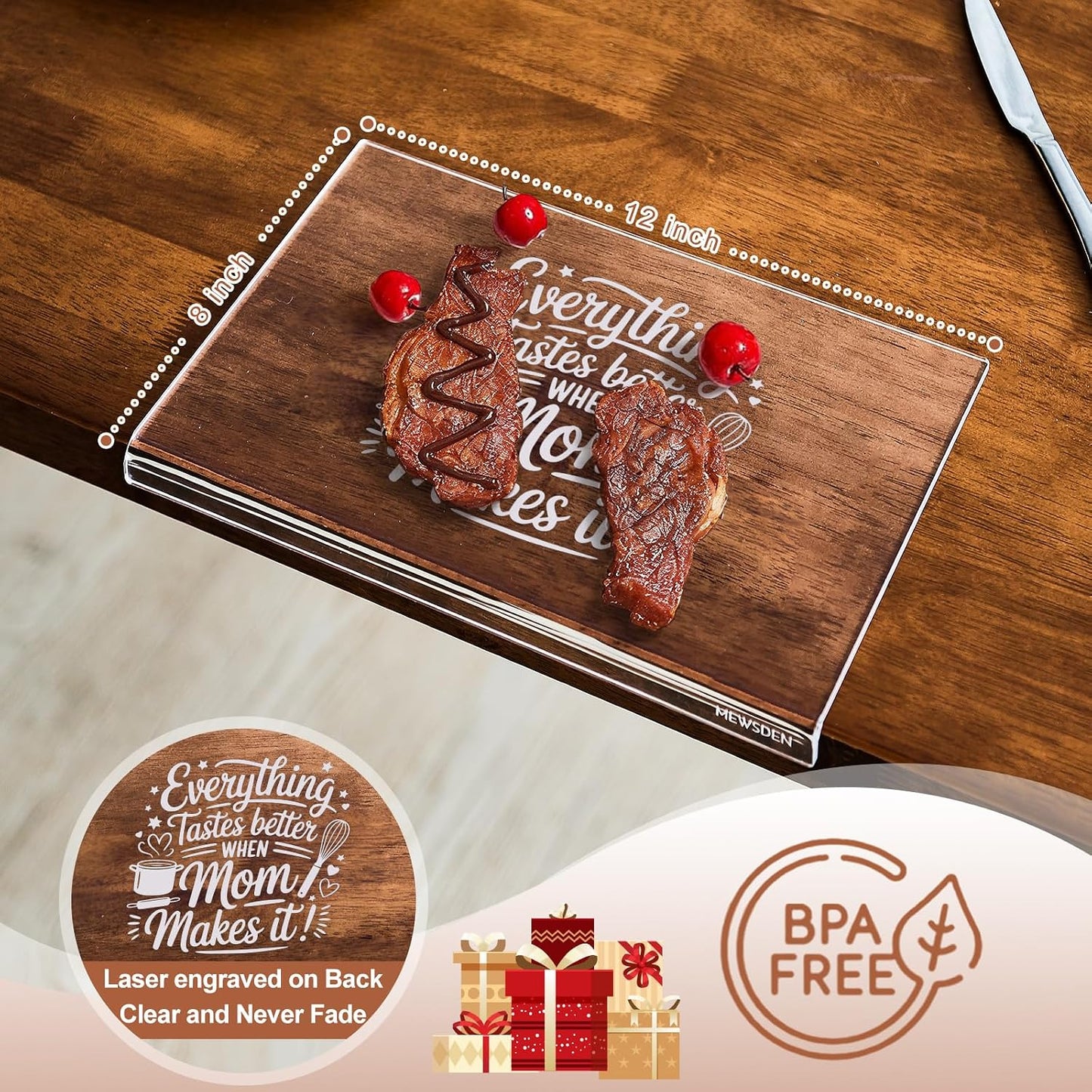 Acrylic Cutting Board with Counter Lip, Clear Cutting Boards for Countertop Protector, Cutting Board for Kitchen Counter, Non-Slip Dough Mat, Kitchen Decor Gadgets House Warming Gifts(24"x18")