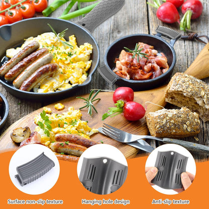 Patelai 8Pcs Silicone Cast Iron Handle Cover,Black