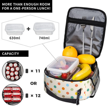 70s Retro Mushroom Floral Insulated Lunch Bag Reusable Cooler Lunch Box Portable Leakproof Thermal Container Tote Bags for Girls Boys School Travel