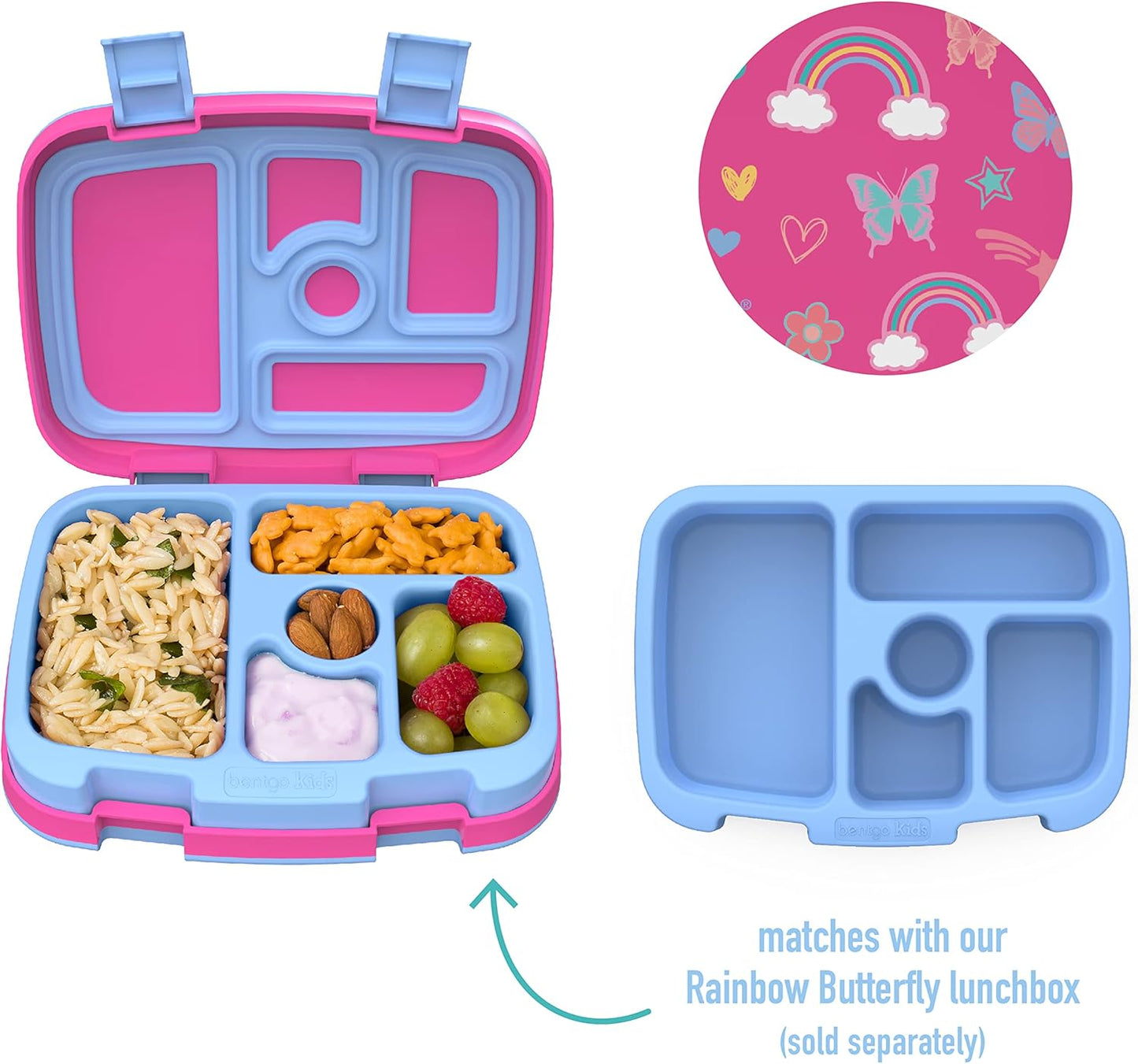 Bentgo® Kids Prints Tray with Transparent Cover - Reusable, BPA-Free, 5-Compartment Meal Prep Container with Built-In Portion Control for Healthy Meals At Home & On the Go (Mermaids in the Sea)