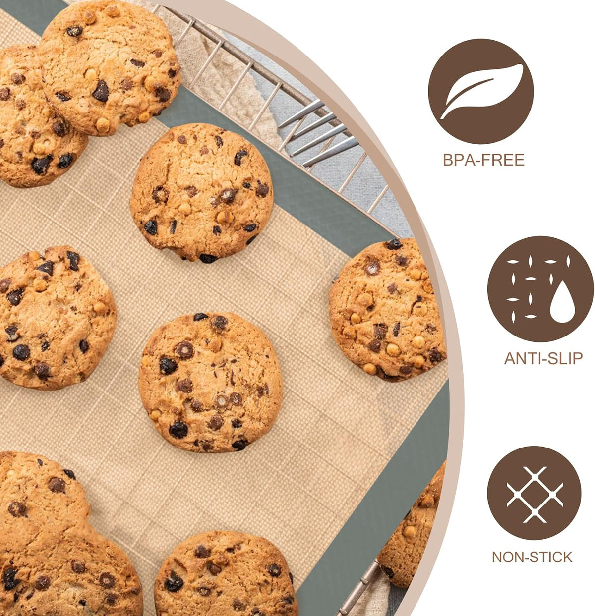 Koolstuffs Silicone Baking Mat, Nonstick and Reusable, 3 Pack