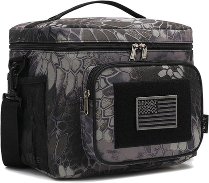 FlowFly Lunch Bag, Insulated Cooler, Thermal Lunch Box Tote with MOLLE/PALS Webbing, Adjustable Padded Shoulder Strap, for Tactical Men Women Adults and Boys Girls Kids (Cyan, Medium)