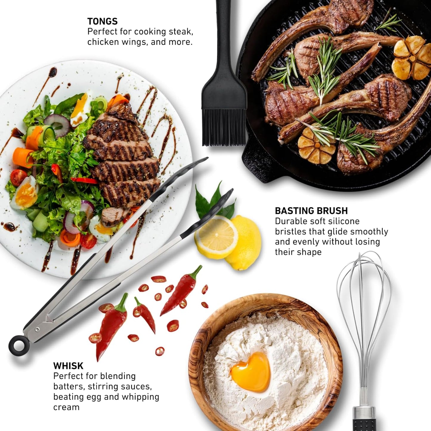 Silicone Kitchen Utensils Set 33 PCS Heat Resistant Food Grade Silicone Utensils Set for Cooking with Stainless Steel Handles BPA Free Kitchen Gadgets Tools Set with Holder Safe for Nonstick Cookware