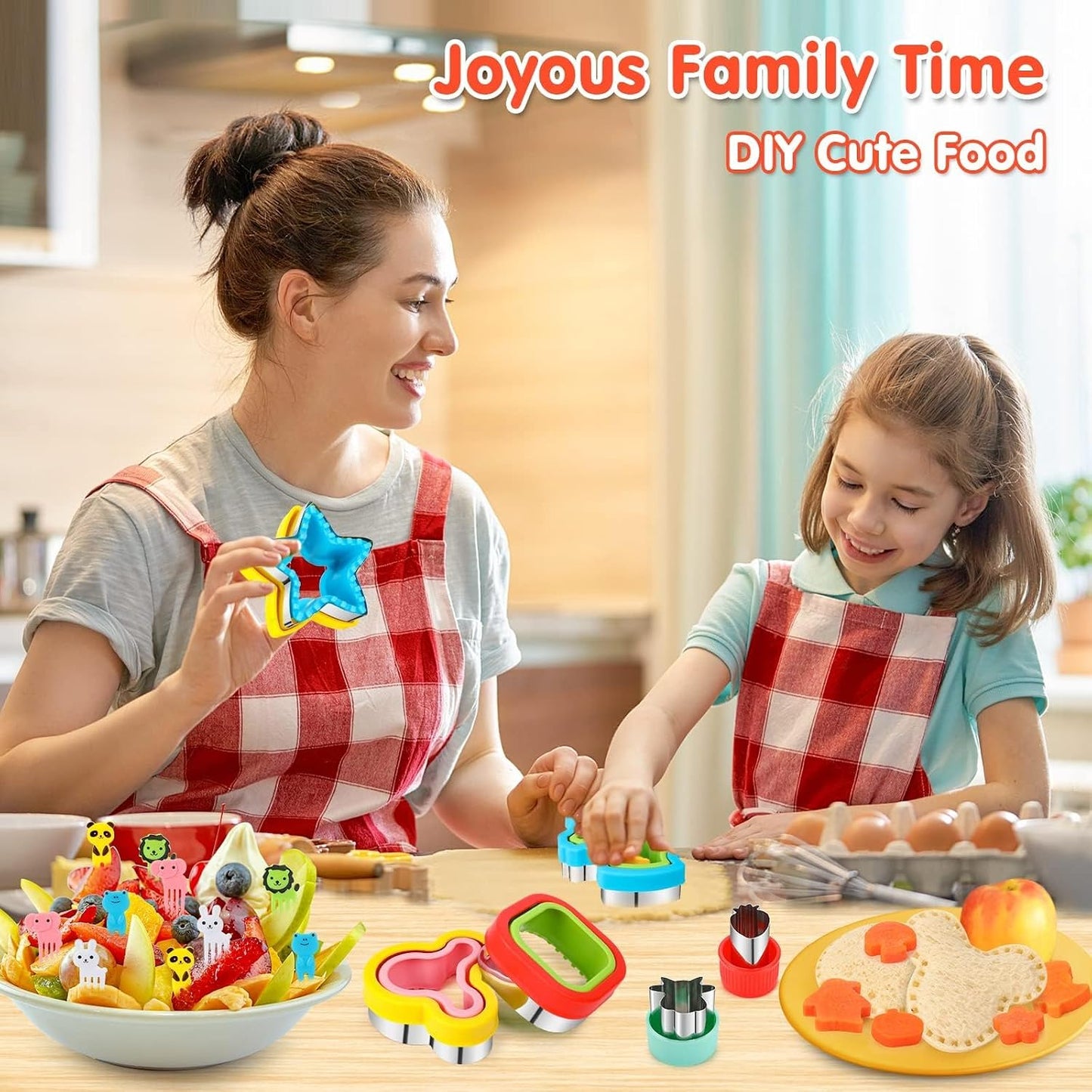 32PCS Sandwich Cutter and Sealer Set Sandwich Cutter for Kids, Vegetable Fruit Cutter Shapes with Food Picks for Kids School Lunch Bento Box Accessories Cookie Cutters