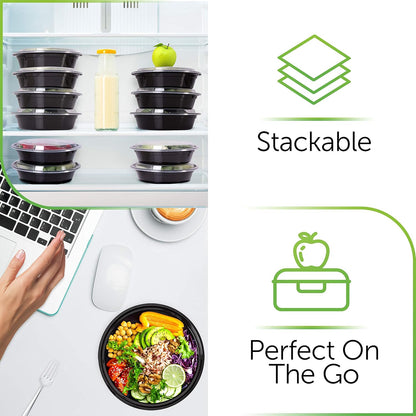 Prep Naturals 50 Pack Meal Prep Containers Reusable | BPA-Free Meal Prep Containers - Airtight Lids, Microwave, Freezer & Dishwasher Safe (50-Pack, 25 oz)