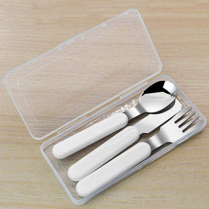 VANRA 2-Piece Children Fork And Spoon Set 18/10 Stainless Steel Child Flatware Set Kids Utensils Set with Case for Lunch Box