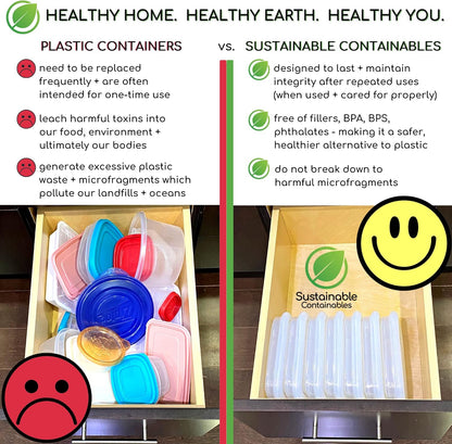 Premium Silicone Collapsible Food Storage Containers with Silicone Leakproof Lids, BPA Free, LFGB Food-Grade Certified, Compact, Reusable Lunch Snack Box, Microwave Safe, 2.8 Cups 3 Pk