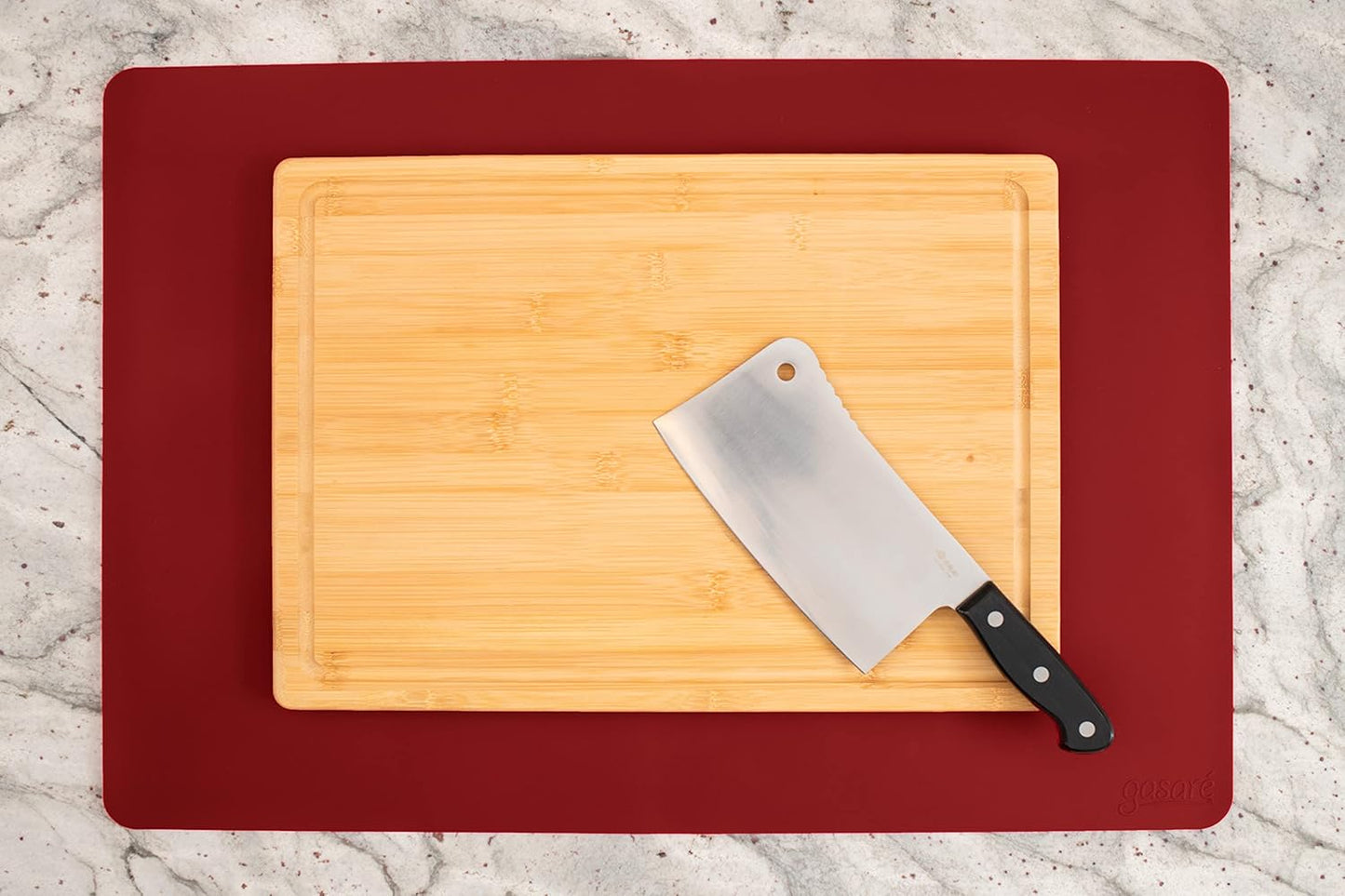 GASARÉ, Extra Large, Thick, Silicone Mat for Kitchen Counter, Heat Resistant Mat, Countertop Protector, Non-Slip, Easy to Clean, Cuttable, 25 x 17 Inches, Black