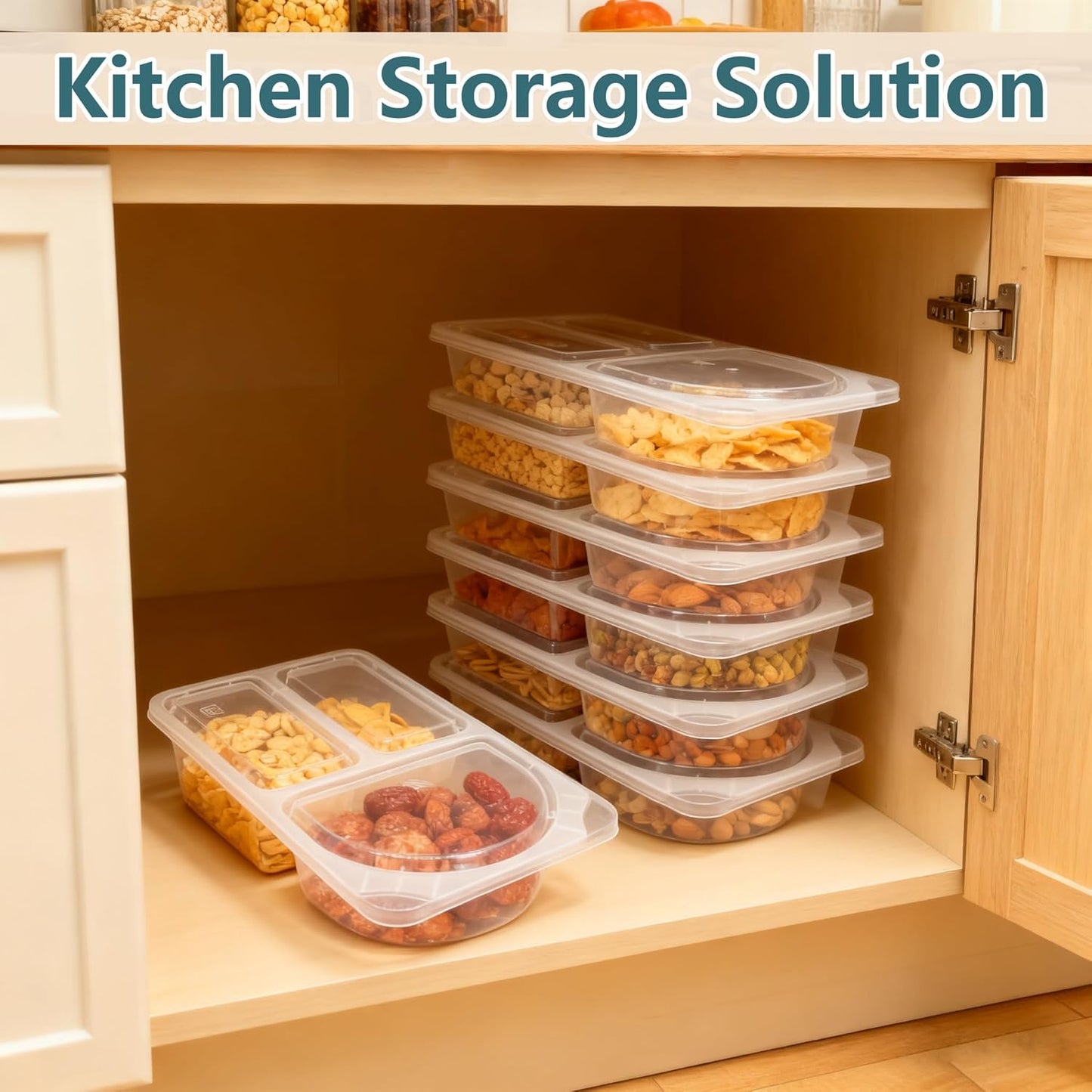 3 Compartment Snack Containers with Lids & 9oz Meal Prep Containers, Reusable Snack Pack Containers, BPA-Free Leakproof Small Food Storage, Perfect for Work, Travel & On-the-Go (10 Sets)