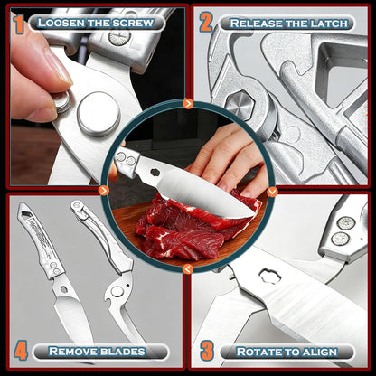 Heavy Duty Poultry Shears w/ 5 Anti-Cut Finger Covers, Stainless Steel Food Scissors for Chicken, Meat, Seafood, Dishwasher Safe Kitchen Shears for Bone Cutting & Thanksgiving Meals