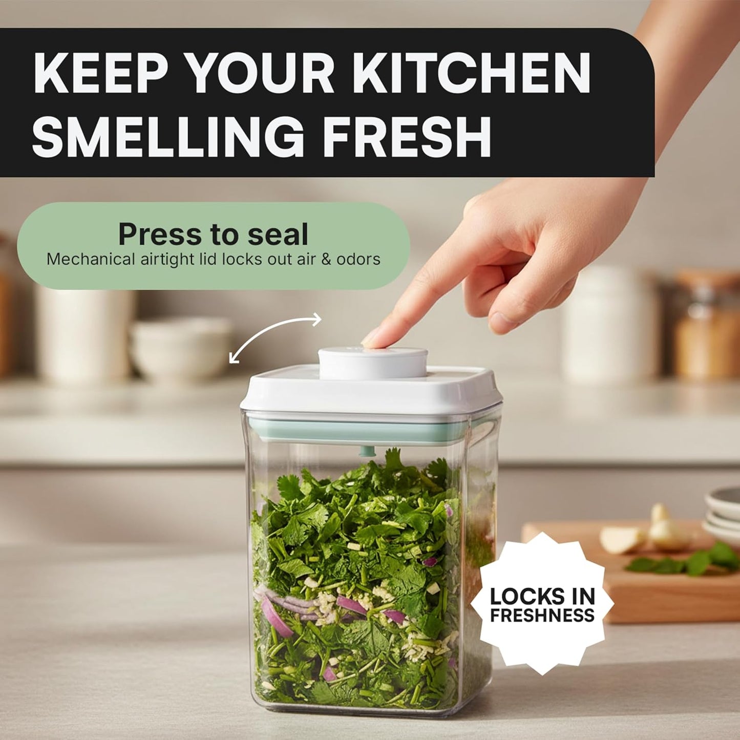Bop Top Airtight Food Storage Containers with Lid 2 Cups / 16 oz | Kitchen Canister Sets | Air Tight Pantry Container | Pop Top Dry Food Storage Containers for Snacks, Sugar, Flour, Baking, Pasta