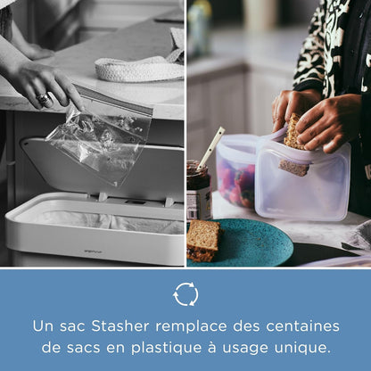 Stasher Premium Reusable Silicone Food Storage Bags, 2-Pack, Clear