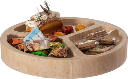3 Sectional Round Veggie Tray with Lid – Divided Snack Tray for Dining Table, Vegetable Tray Platter, Sectioned Serving Tray for Parties, Kitchen Decoration