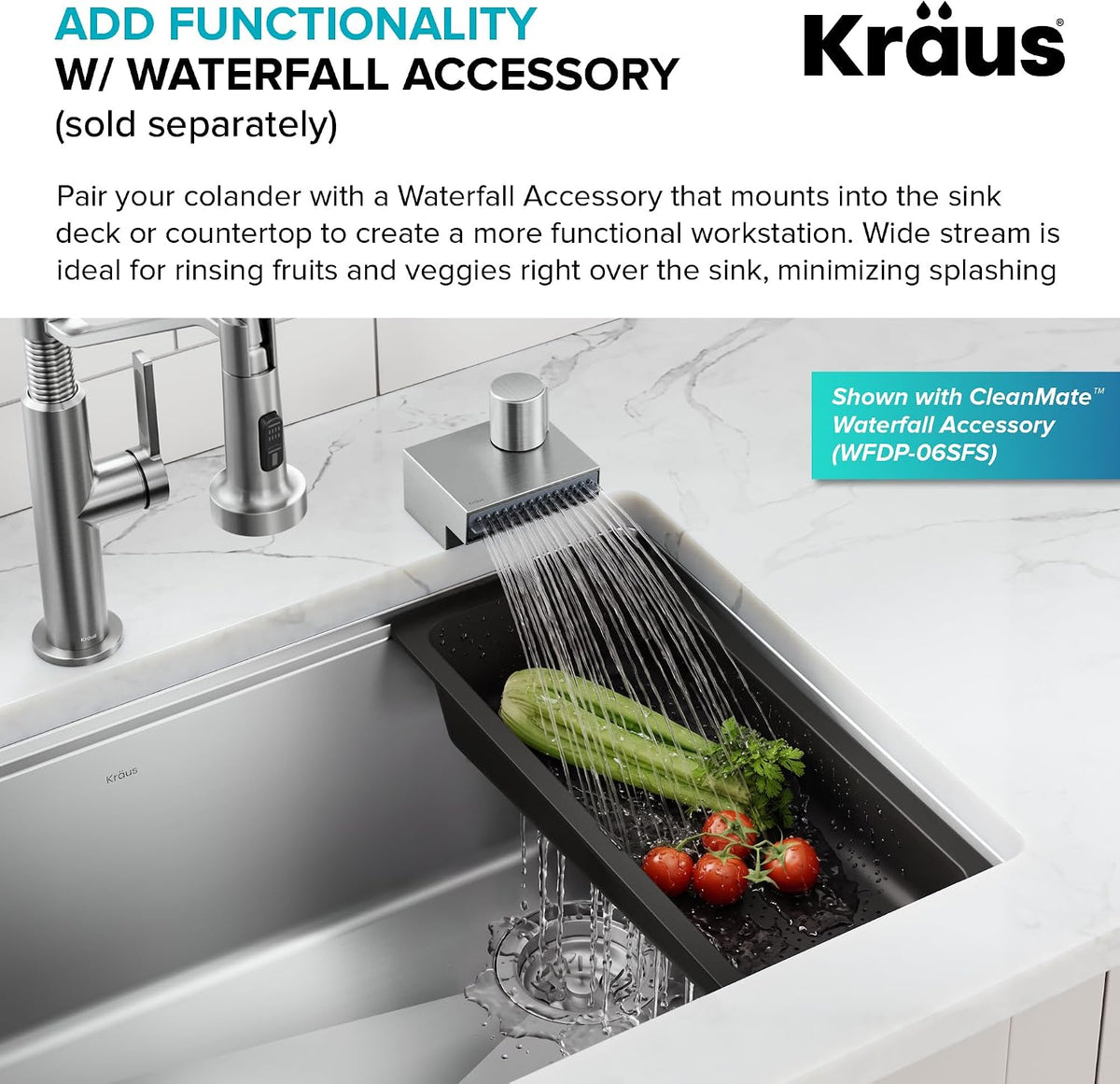 KRAUS Expandable Colander for Kitchen Sink/Over the Sink Colander, Lt Grey