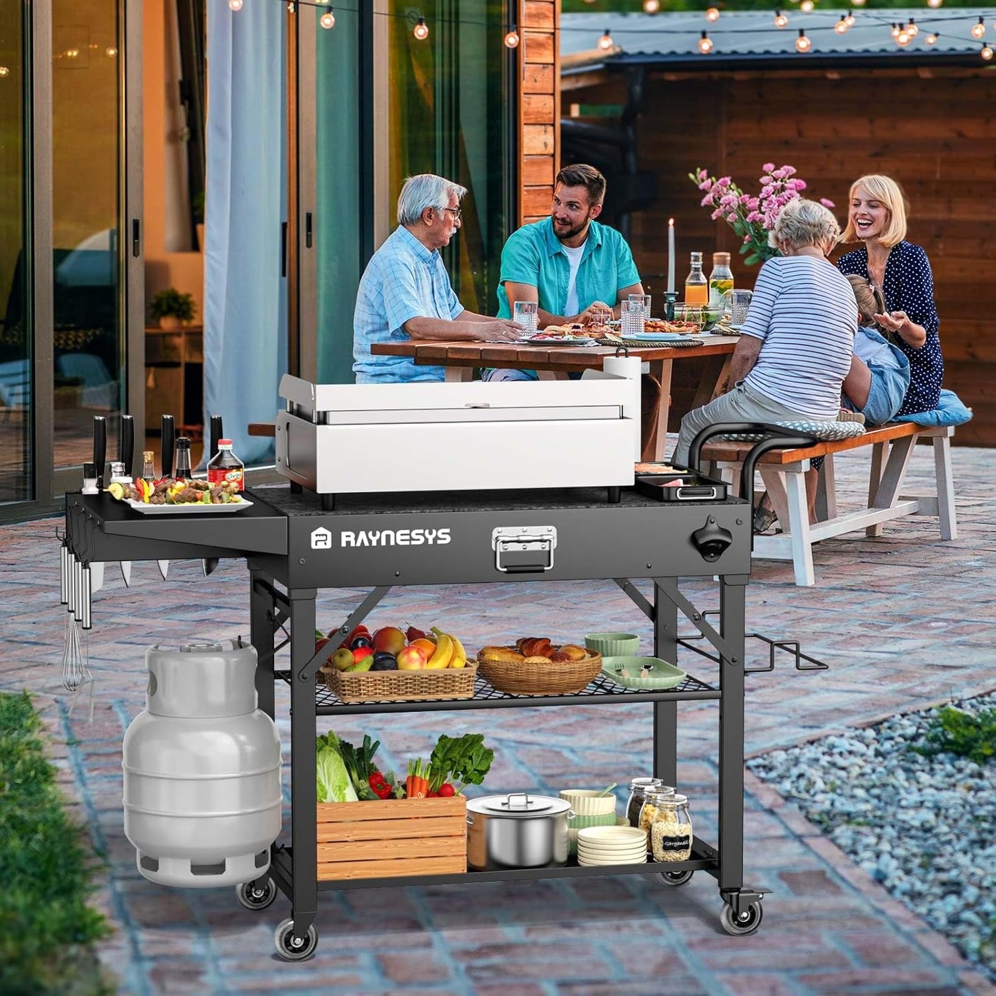 Outdoor Griddle Table, Blackstone Griddle Stand, 440lbs Folding Grill Cart, Pizza Oven Table Stand for Onni,Food Prep Table with Wheels for Outdoor BBQ Camp Ninja Woodfire Grill Stand, 31"W x 17"D