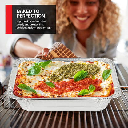 Stock Your Home 9x13 Aluminum Trays with Lids (10 Pack) – Disposable Half Size Deep Pans for Cooking, Storage, BBQ, Grilling, Catering