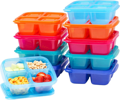 Bentgo Easyboxes 4-Compartment Snack Containers - 20-Piece Set with 10 Trays & 10 Custom-Fit Lids to Seal in Freshness - Reusable Food Storage & Meal Prep Bento BPA-Free Containers (Classic)