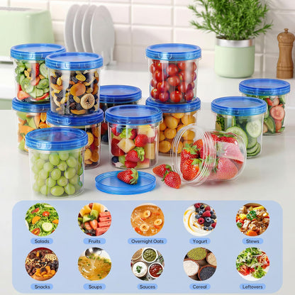 10 Pack-32 OZ Freezer Storage Containers, Small Plastic Food Storage Containers with Twist Top Lids, BPA Free and Reusable Meal Prep Containers Microwave/Dishwasher Safe