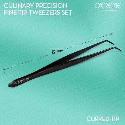 O'Creme Stainless Steel Precision Kitchen Tweezer Tongs 6.25" with Fine Tip (Purple)