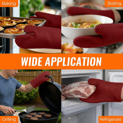 Yutat Silicone Oven Mitts - Oven Mitts and Pot Holders Sets Made of Non-Slip & BPA-Free Silicone, High Heat Resistant 500 Degrees, Perfect for Kitchen Cooking Baking BBQ, Peak Green