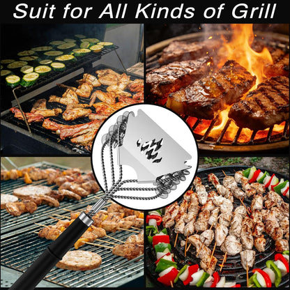 TNTOR Grill Brush Bristle Free with Scraper, 18" Adjustable Handle BBQ Grill Brush for Outdoor Grill, Extra Strong Grill Cleaner Brush for Grill/Smoker/Gas/Charcoal, Grill Gifts for Men/Dad