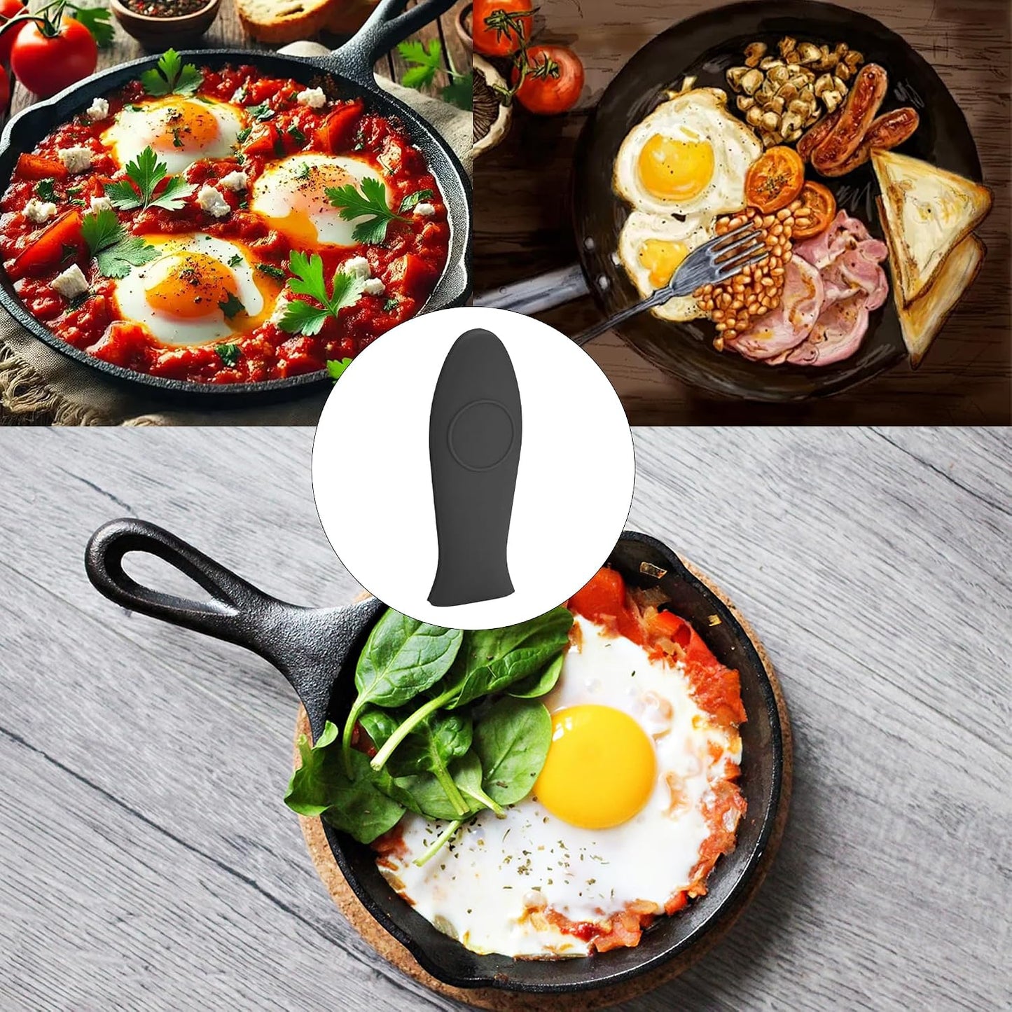 3PCS Red Silicone Hot Handle Holder for Cast Iron Skillets, Heat Resistant Handle Covers for Frying Pans Griddles Metal Cookware, Non-Slip Pot Holder Sleeves
