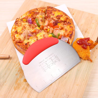 1 pcs Dough Pastry Scraper Chopper/Stainless Steel Dough Scraper Cutter with Ergonomic Rubber Non-Slip Grip/Dough Scraper Cutter/Pro Pastry Pizza Cutter Chopper (Pink)