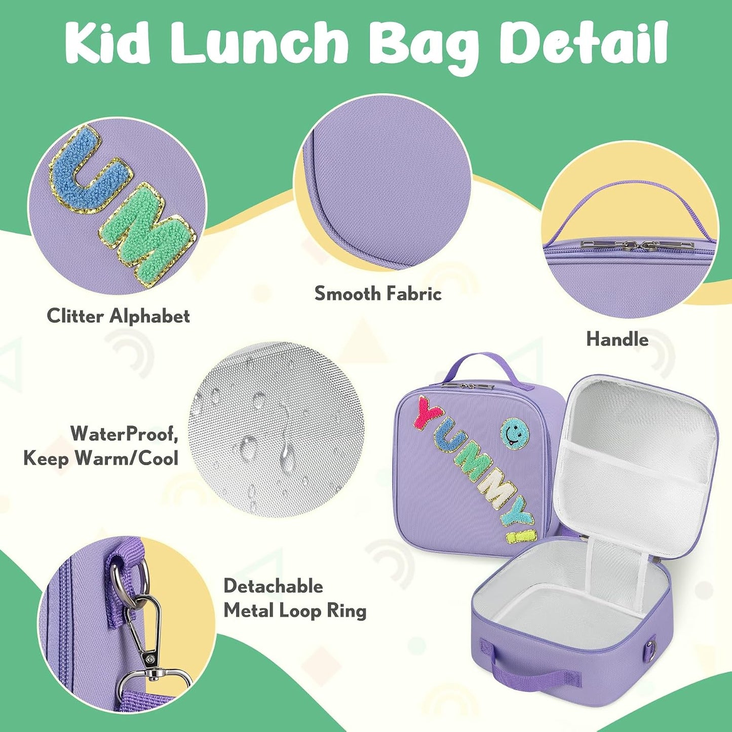 Kids Bento Lunch Box with 12oz Soup Thermo, Kids Leakproof Lunch Food Container with 4 Compartments, Insulated Lunch Bag & Water Cup for Girls Boys to School Travel