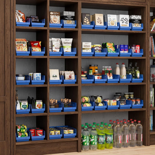 Akro-Mils 30130 Plastic Shelf Bins, Heavy Duty Storage Bins for Garage, Closet, and Drawer Organization, 12" x 6-1/2" x 4", Blue, 12-Pack | Closet, and Drawer Organization, 12" x 6-1/2" x 4", Blue, 12-Pack