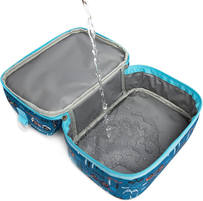 Insulated Kids Dual Compartment Lunch Bags Tote for Girls Boys Toddler School Picnic Food Cooler Thermal with Strap Lunch Boxes Blue Unicorn