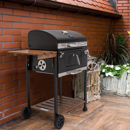 Royal Gourmet CD1824ET Movable Charcoal BBQ Grill with Foldable Side Tables, Outdoor Barbecue Grill with 470 Sq. In. Cooking Area for Outdoor Picnic and Camping Grilling, Black