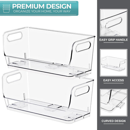 Sorbus Stackable Storage Bins Open Front - Clear Stackable Storage Bins - Pantry Bins for Storage and Organization - Acrylic Stackable Bins for Kitchen - Clear Pantry Organizer Bins (Medium 2 Pack)