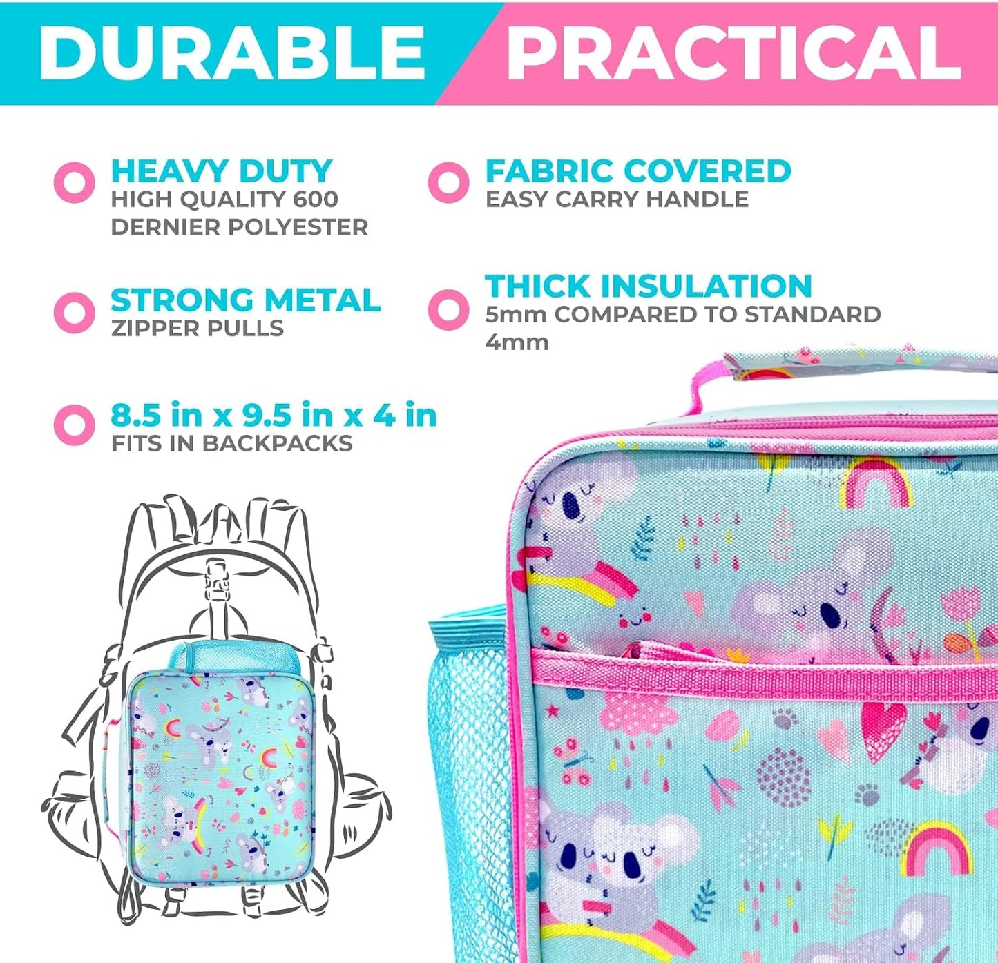 Bento Lunch Box with Bag, Water Bottle & Ice Pack Set for Kids Toddlers, 4 Portion Sections, Removable Tray, Pre-School Boy Toddler Daycare Lunches, Insulated Snack Container, Blue Space Dinosaur