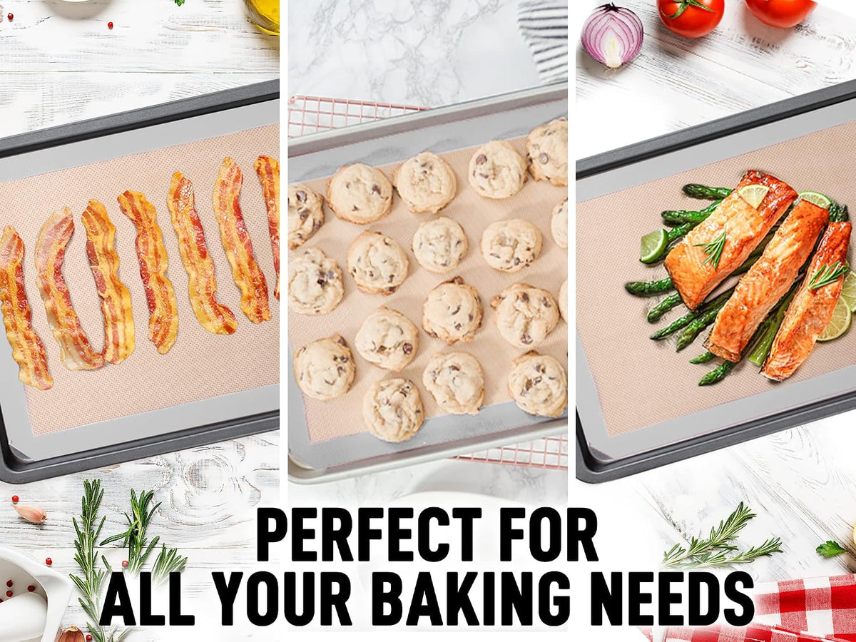 Zulay Kitchen Silicone Baking Mat – 16.5"×11.6" BPA-Free Reusable Baking Sheet, Heat Resistant 480°F – Non-Slip Border, Perfect for Cookies, Bread, Pastries & Oven Use - (Dark Gray)