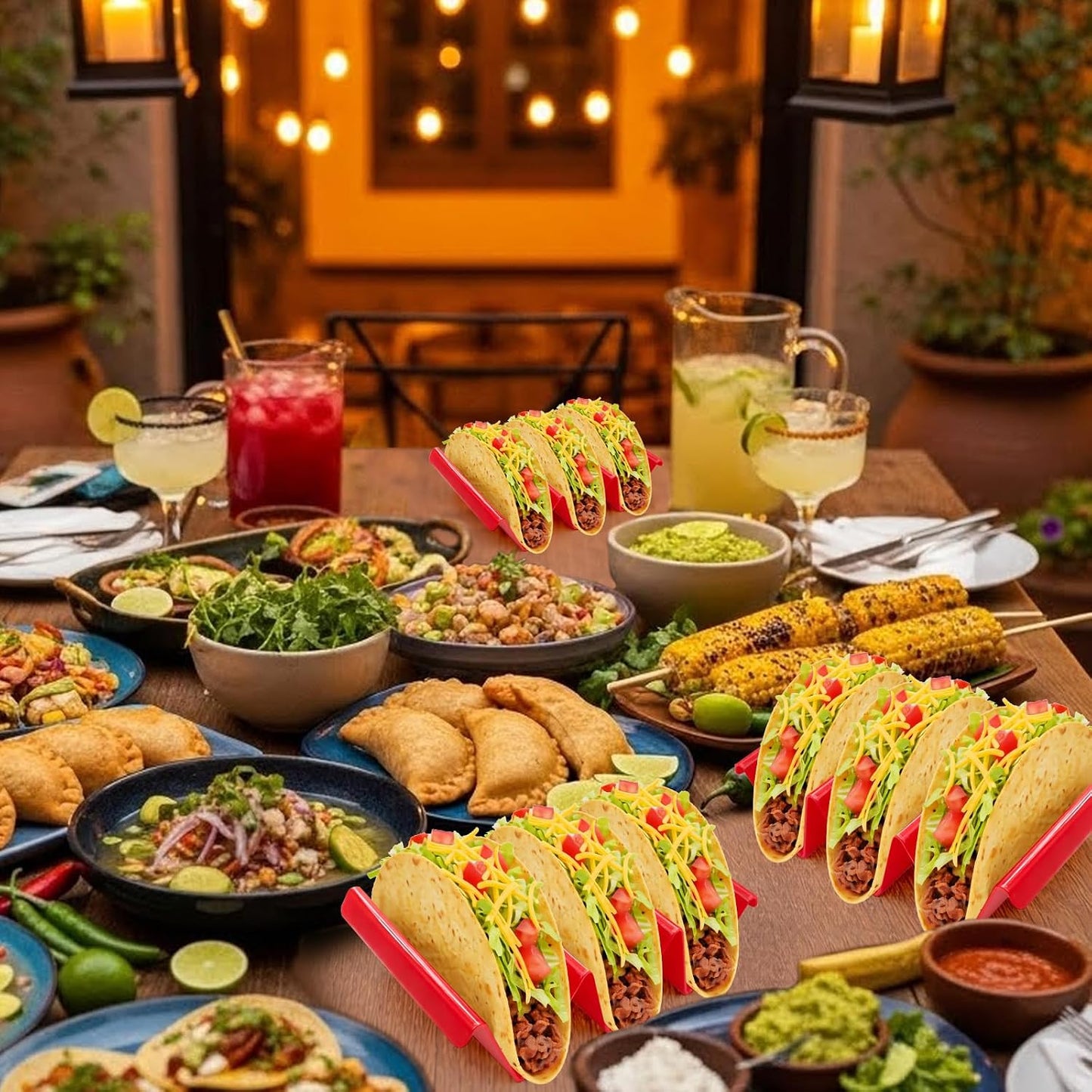 6 Pcs Taco Holder Stands Taco Tuesday Set, Holds Up to 3 Tacos, Premium PP Material Sturdy and Durable, Microwave or Dishwasher Top Rack (Yellow)