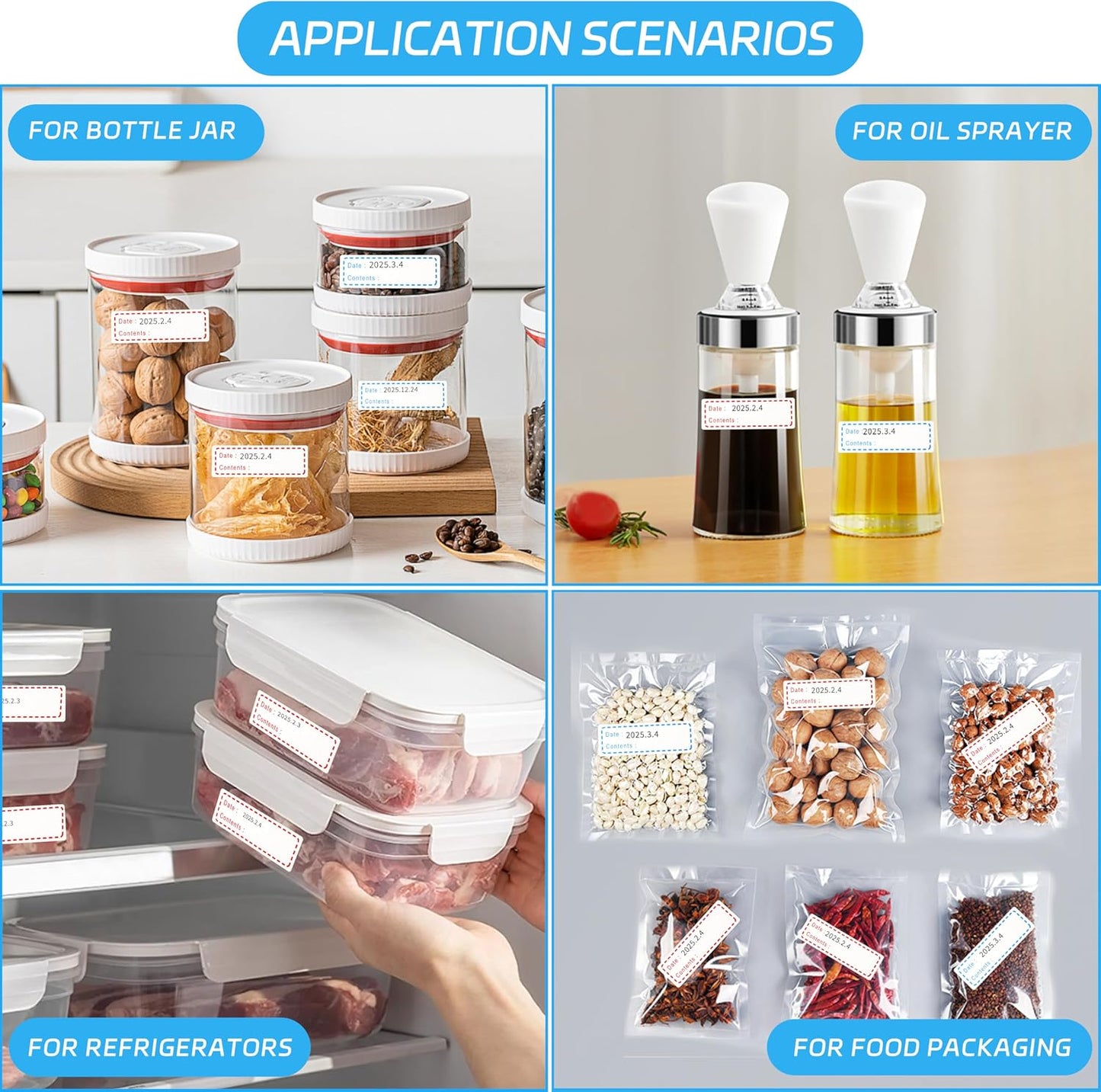 1000 Pcs Removable Freezer Labels with Perforation Line, 1x3 Inch Waterproof Oil Resistant Food Storage Stickers, No Residue Easy Peel Date Content Labels for Kitchen Containers, Jars, Restaurants