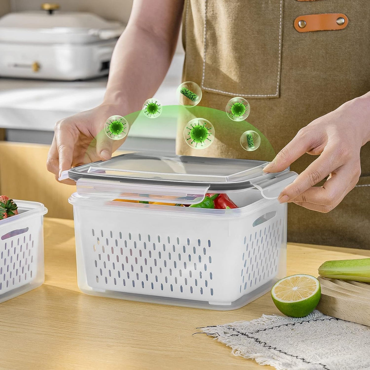 Freshmage Fruit Storage Containers for Fridge with Removable Colander