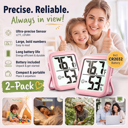 Antonki 2 Pack Room Thermometer Indoor Hygrometer