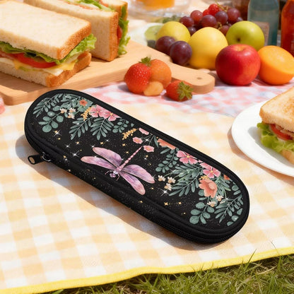 Travel Cutlery Set with Case for Kids Portable Utensil Case Reusable Silverware Pouch for School Travel Lunch Capybara Flower