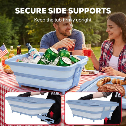 Feasto Collapsible BBQ Prep Tubs with Cutting Board, 9-IN-1, 2 Tubs Portable Grill Prep Station with Side Brackets, Lids, Knives, Meat Claws and Drain Rack, Space-Saving for Kitchen & Camping, Black
