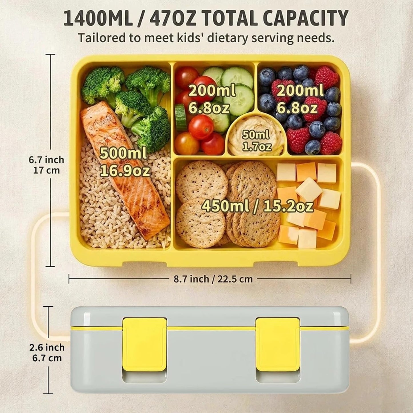 rockpapa Kids Lunch Box Set with 14oz Insulated Water Bottle & Lunch Bag, Leakproof 5.5 Cups Bento Box for School & Children, BPA-Free, Microwave Safe for Boys Girls (Grey Constr Turcks)
