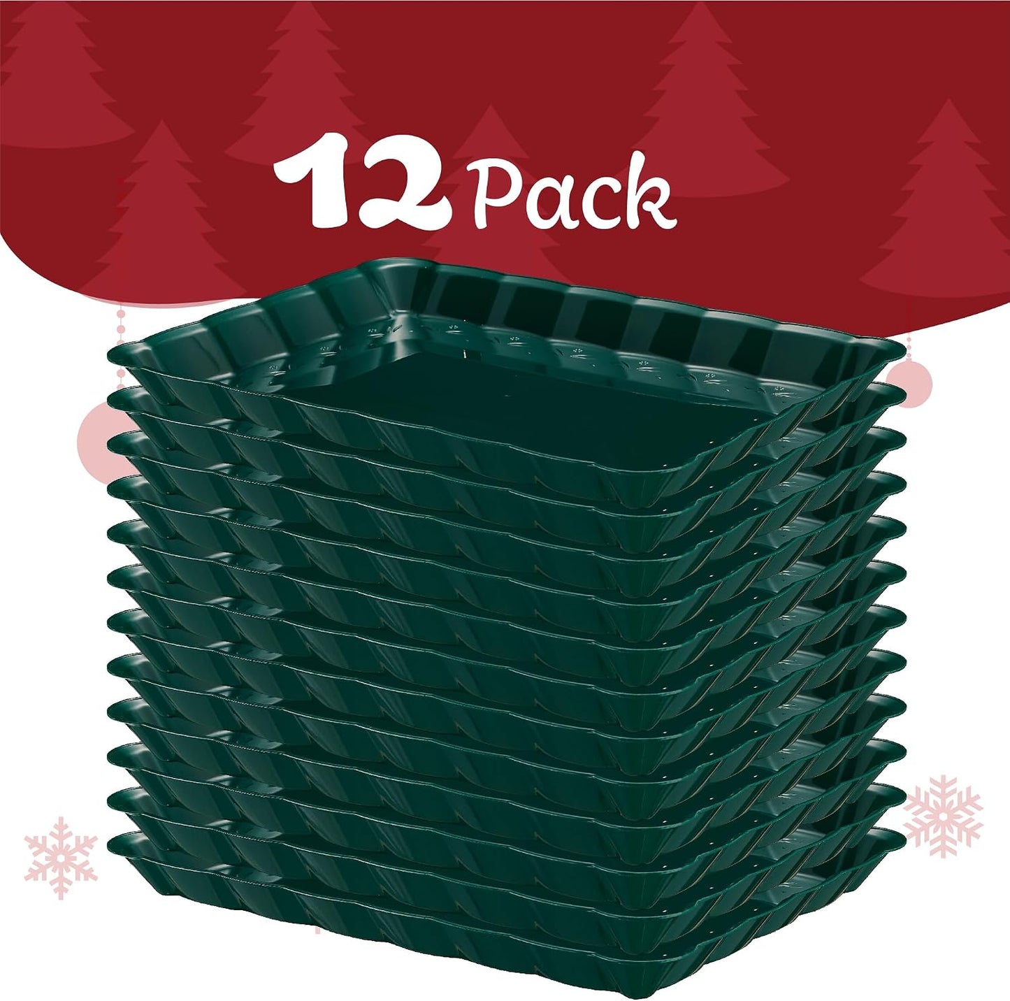 Plasticpro Plastic Serving Trays - Serving Platters Rectangle 9X13 Disposable Party Dish 4 Black Trays