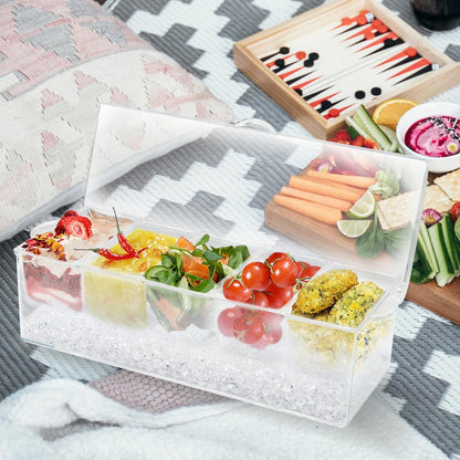 Condiment Tray, Garnish Tray for Bartenders, Fruit Tray for Bar & Bar Fruit Tray, Bar Caddy & Condiment Caddy, Garnish Serving Caddy for Home Bar, Parties & Bartending (4 Compartments)