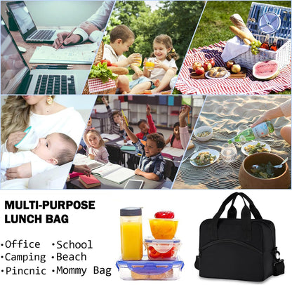 Colorful Leopard Insulated Lunch Bag Rainbow Animals Skin Print Reusable Cooler Lunch Tote Box with Shoulder Strap for Work Picnic School Beach