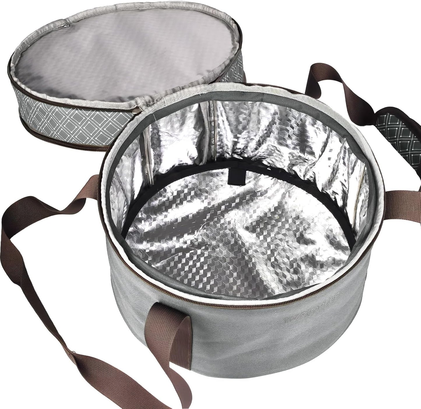 Pie Carrier With A Lid And Handle, With A Hard Edge That Won'T Collapse, Round Insulated Casserole Carrier,It Is Suitable For The Safe Transportation Of Cold And Hot Food (Red)