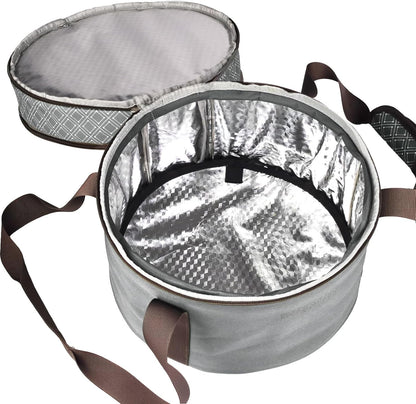 Pie Carrier With A Lid And Handle, With A Hard Edge That Won'T Collapse, Round Insulated Casserole Carrier,It Is Suitable For The Safe Transportation Of Cold And Hot Food (Red)